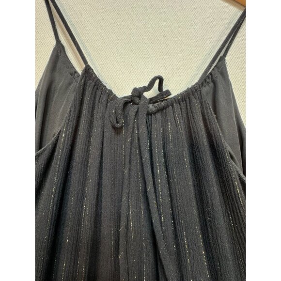 A New Day Womens Maxi Dress Size XS Black Gold  Metallic Stripes Sleeveless - Picture 14 of 16